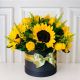caja de lujo con hermoso girasoles y rosas amarillas decorada con papel coreano 