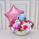 canasta de flores con stitch y globo|envio a domiiclio en bogota 