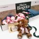 caja de rosas rosadas con caja de chocolates y oso de peluche - envío domicilio en Bogotá - flores bogota