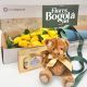 caja de 12 rosas amarillas con oso de peluche y chocolates envio rapido en Bogota