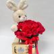 ramo de rosas con oso de peluche de 20 cm y una caja de ferrero rocher - envia flores a domicilio 
